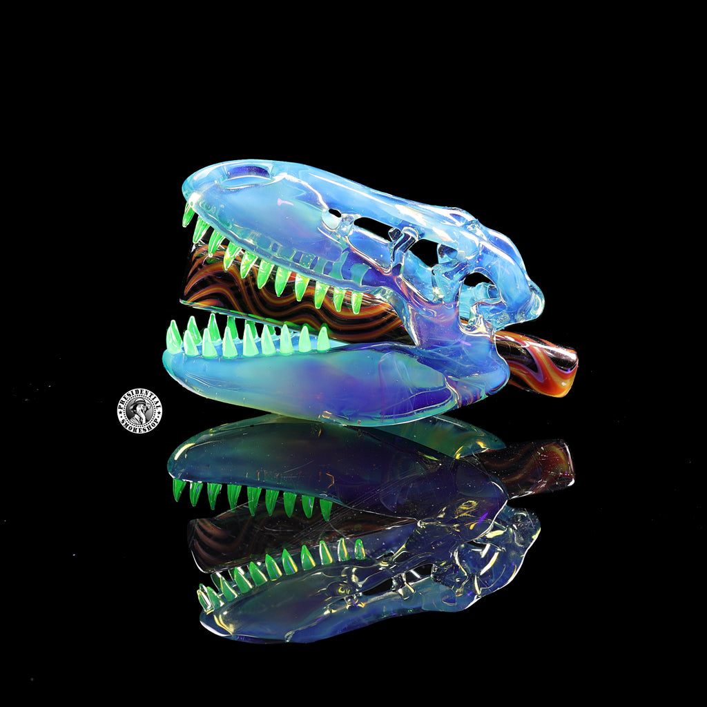Roe Glass- Dragons Tear Fully Worked joint tip  T-Rex  Pendant.
