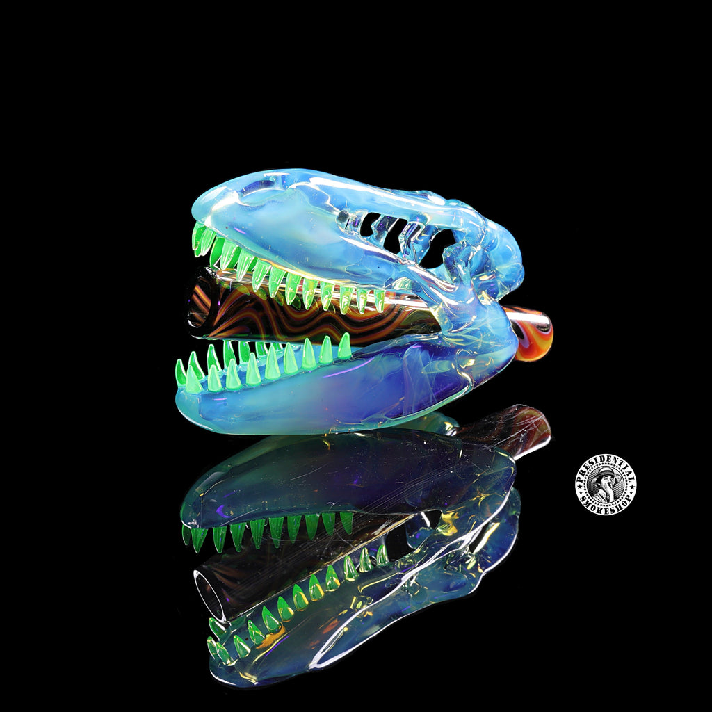 Roe Glass- Dragons Tear Fully Worked joint tip  T-Rex  Pendant.