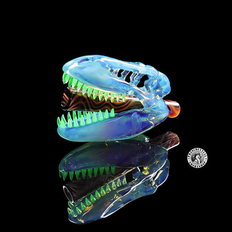 Roe Glass- Dragons Tear Fully Worked joint tip  T-Rex  Pendant.