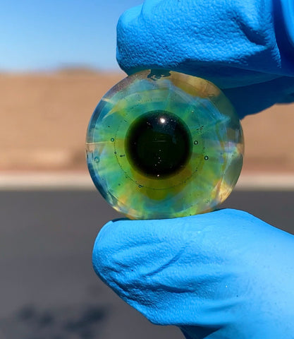Phil Siegel Green Sleeved over Clear Eye Marble