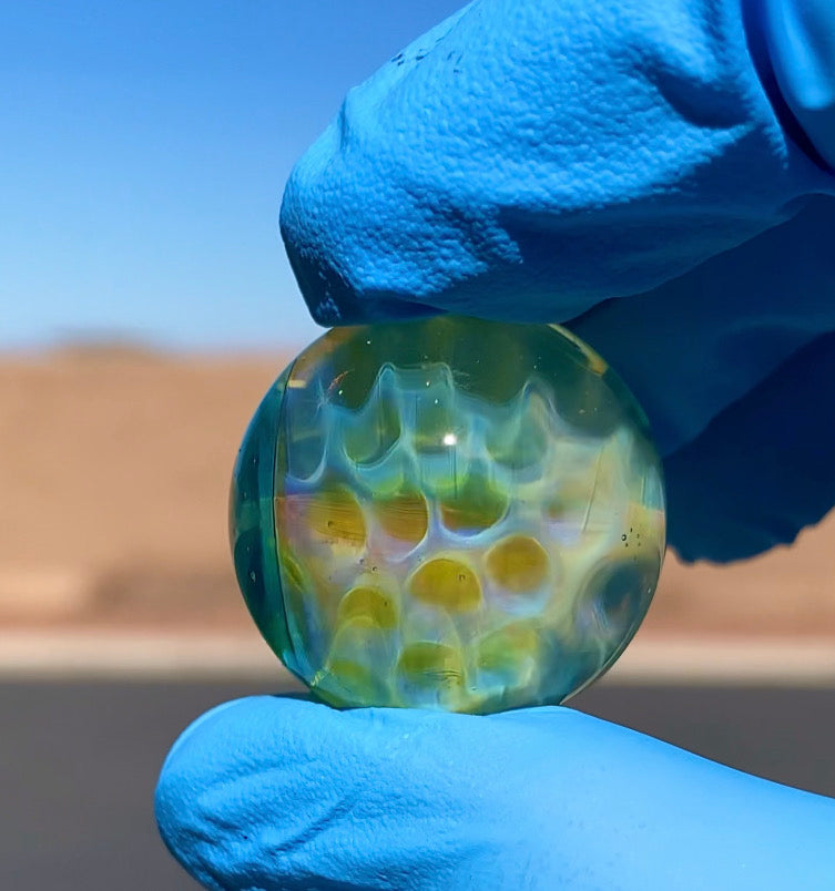 Phil Siegel Green Sleeved over Clear Eye Marble