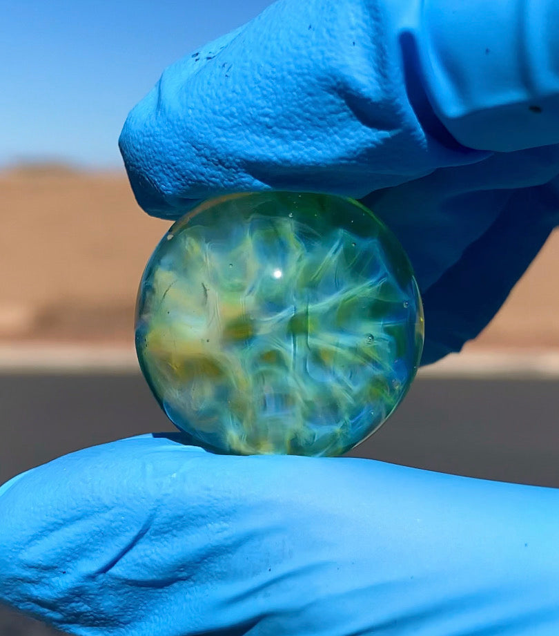 Phil Siegel Green Sleeved over Clear Eye Marble