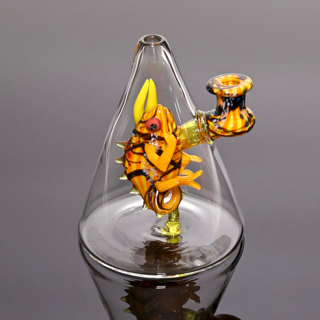 Hardman Art Glass-Chameleon Orange Beaker