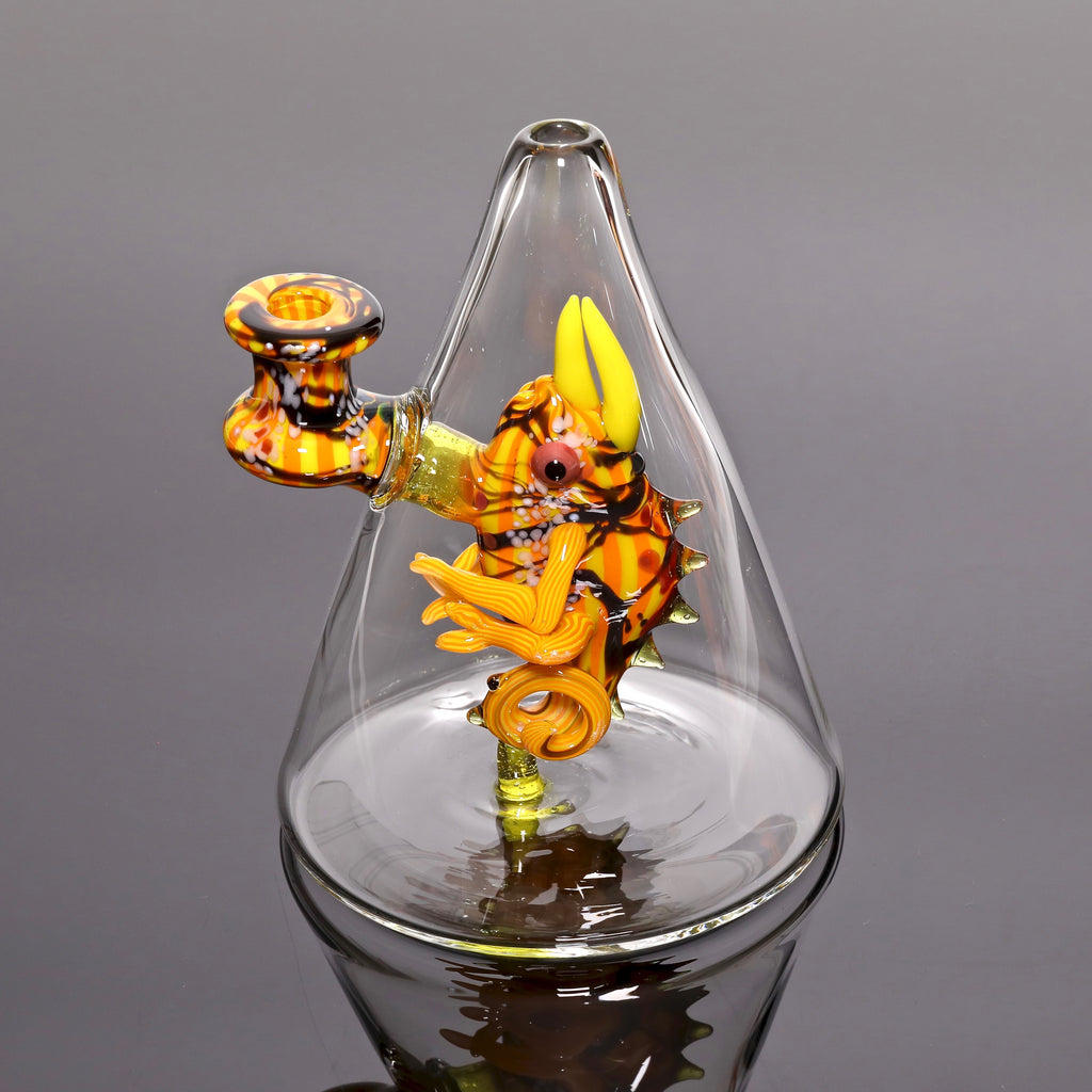 Hardman Art Glass-Chameleon Orange Beaker