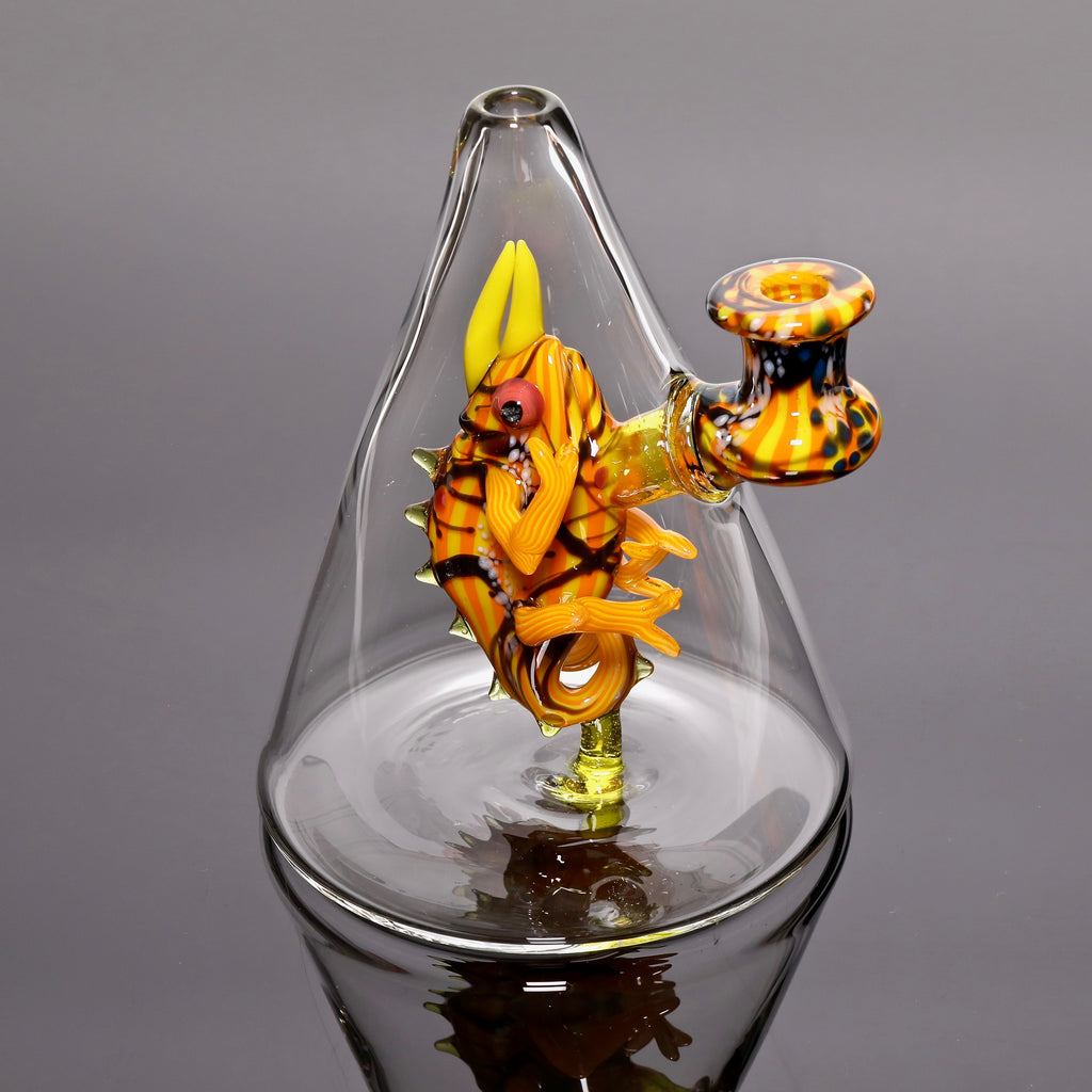 Hardman Art Glass-Chameleon Orange Beaker