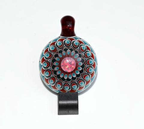 Olour Mandala Pendant Red & teal w/ large Opal