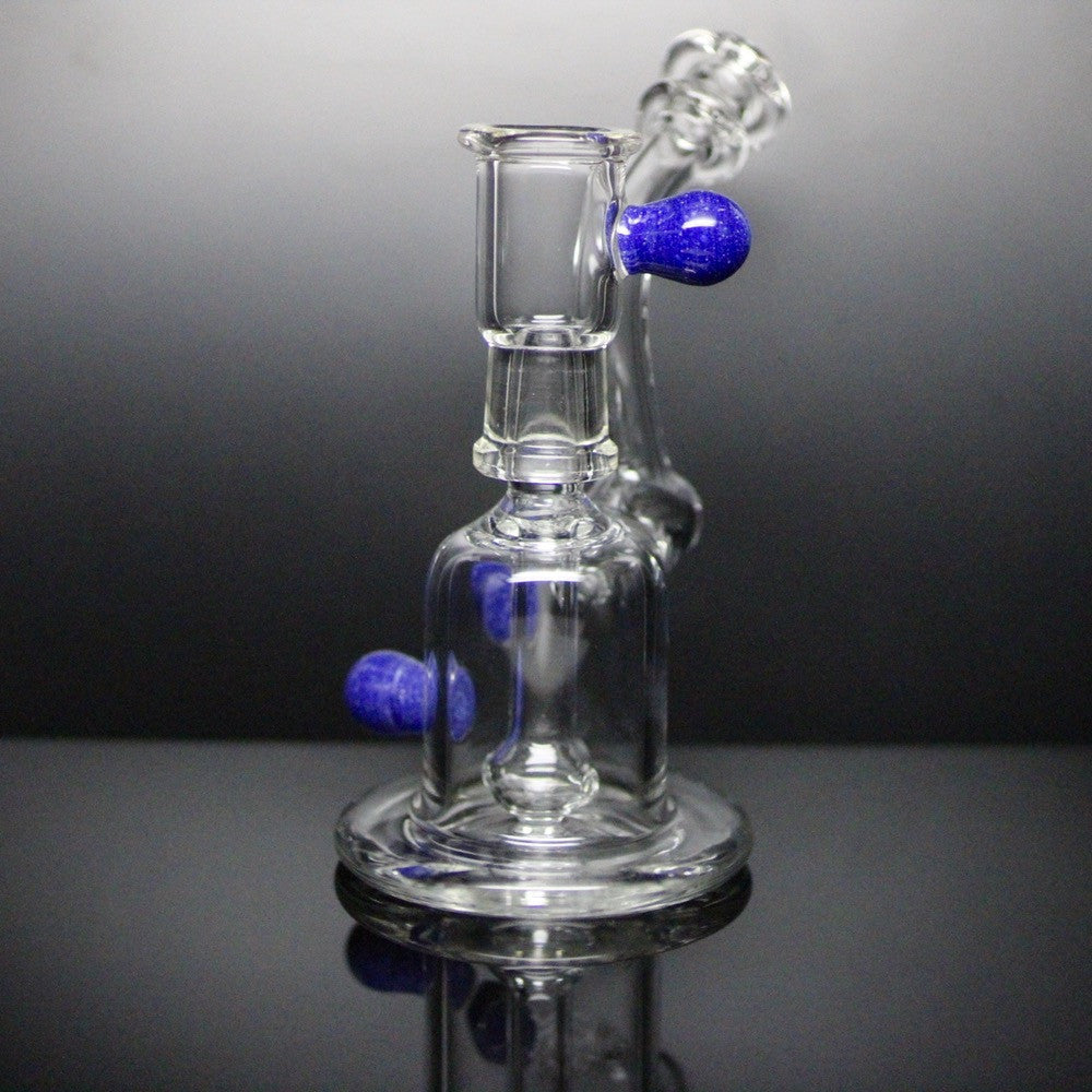 Clear with blue & white specks