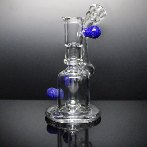 Clear with blue & white specks