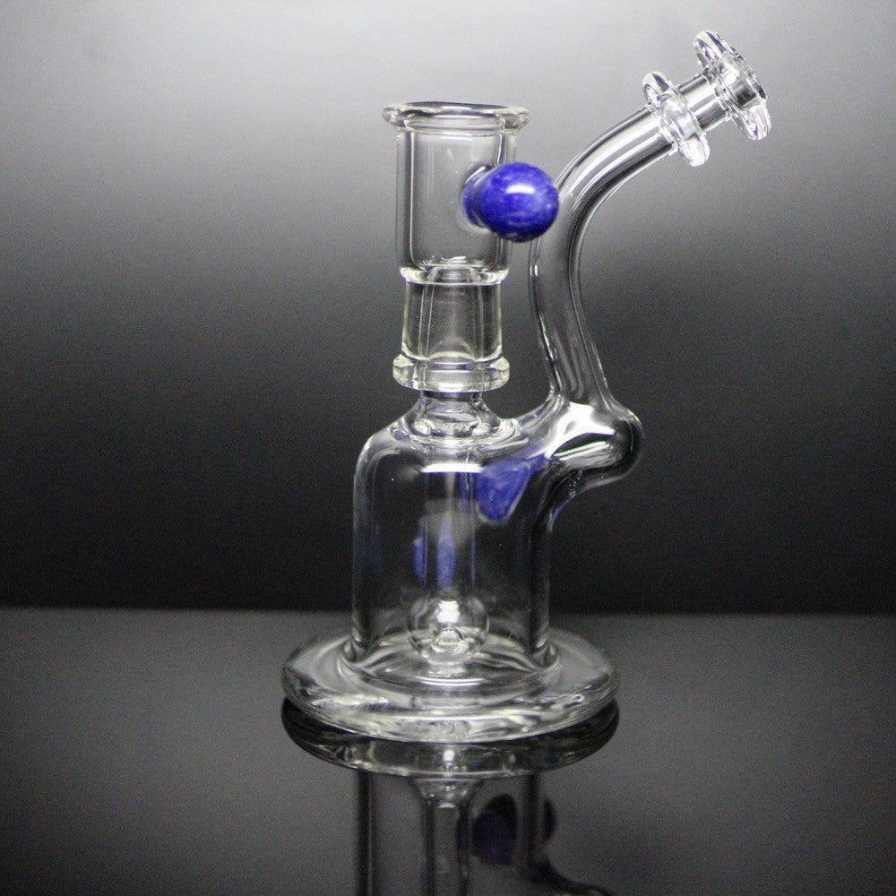 Clear with blue & white specks