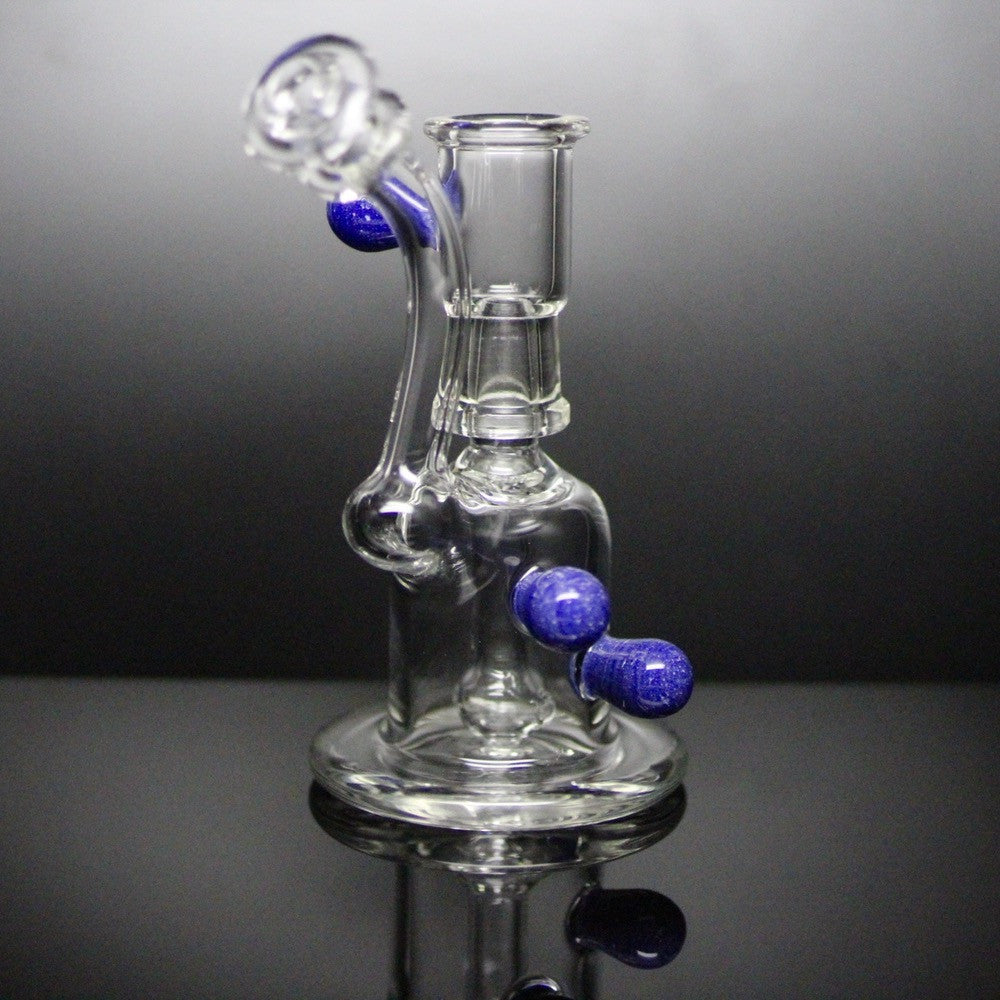 Clear with blue & white specks