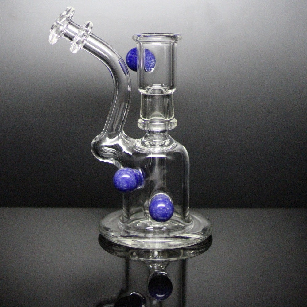 Clear with blue & white specks