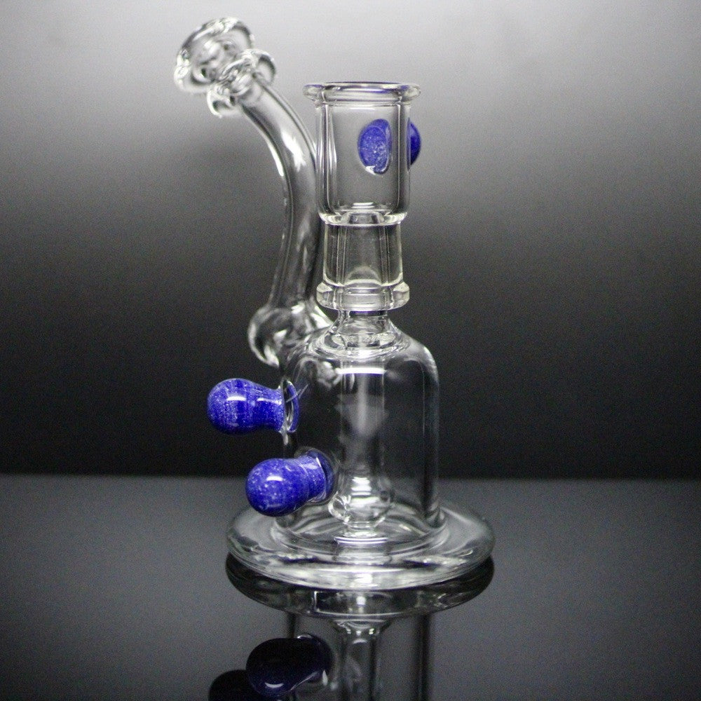 Clear with blue & white specks