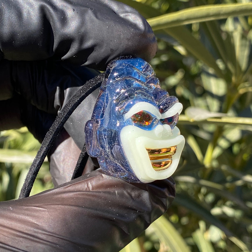Mini Grinning Gorilla Pendant with Gold Grills
