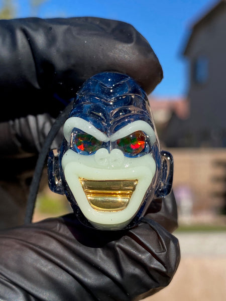 Mini Grinning Gorilla Pendant with Gold Grills