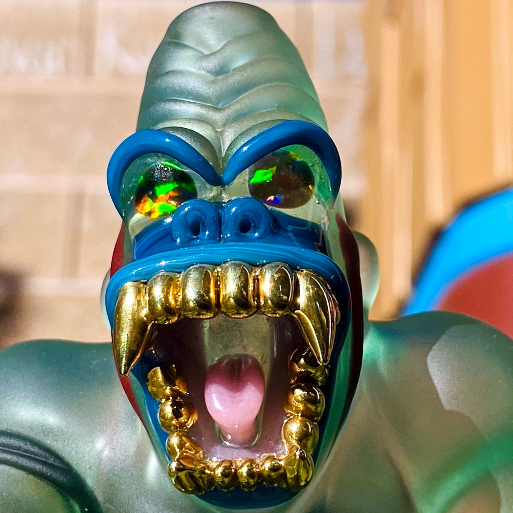 “Overcome Fear” Sandblasted Trilla Gorilla Rig [on all fours] with Gold Grills