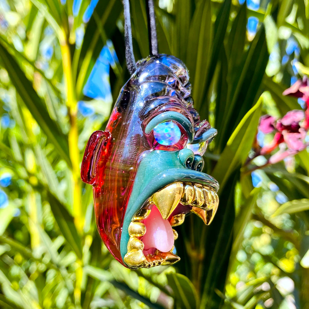 Trilla Gorilla Pendant with Gold Grills Gold Ruby