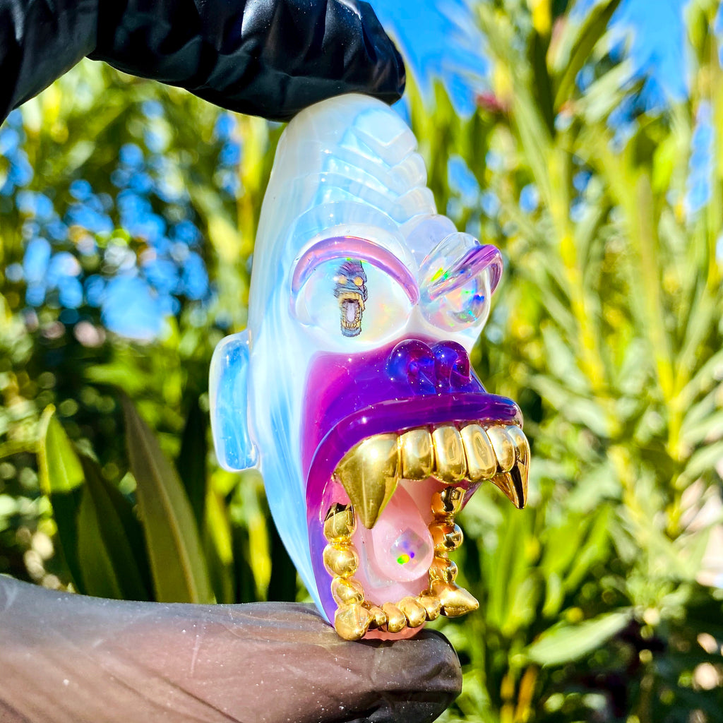 XL Trilla Gorilla Pendant with Gold Grills Opal eater