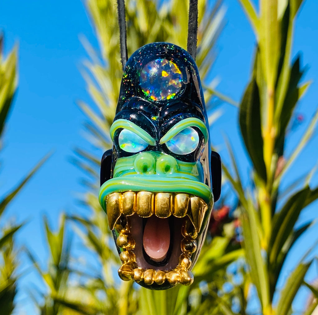 Trilla Gorilla Pendant with Gold Grills Third eye opal