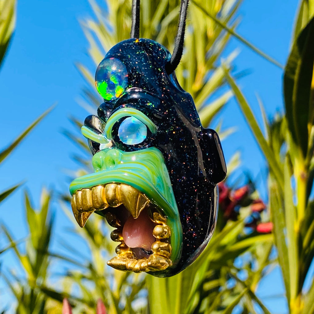 Trilla Gorilla Pendant with Gold Grills Third eye opal