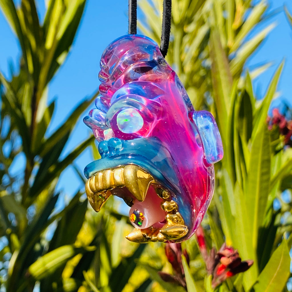 Trilla Gorilla Pendant with Gold Grills Opal eater UV glopal