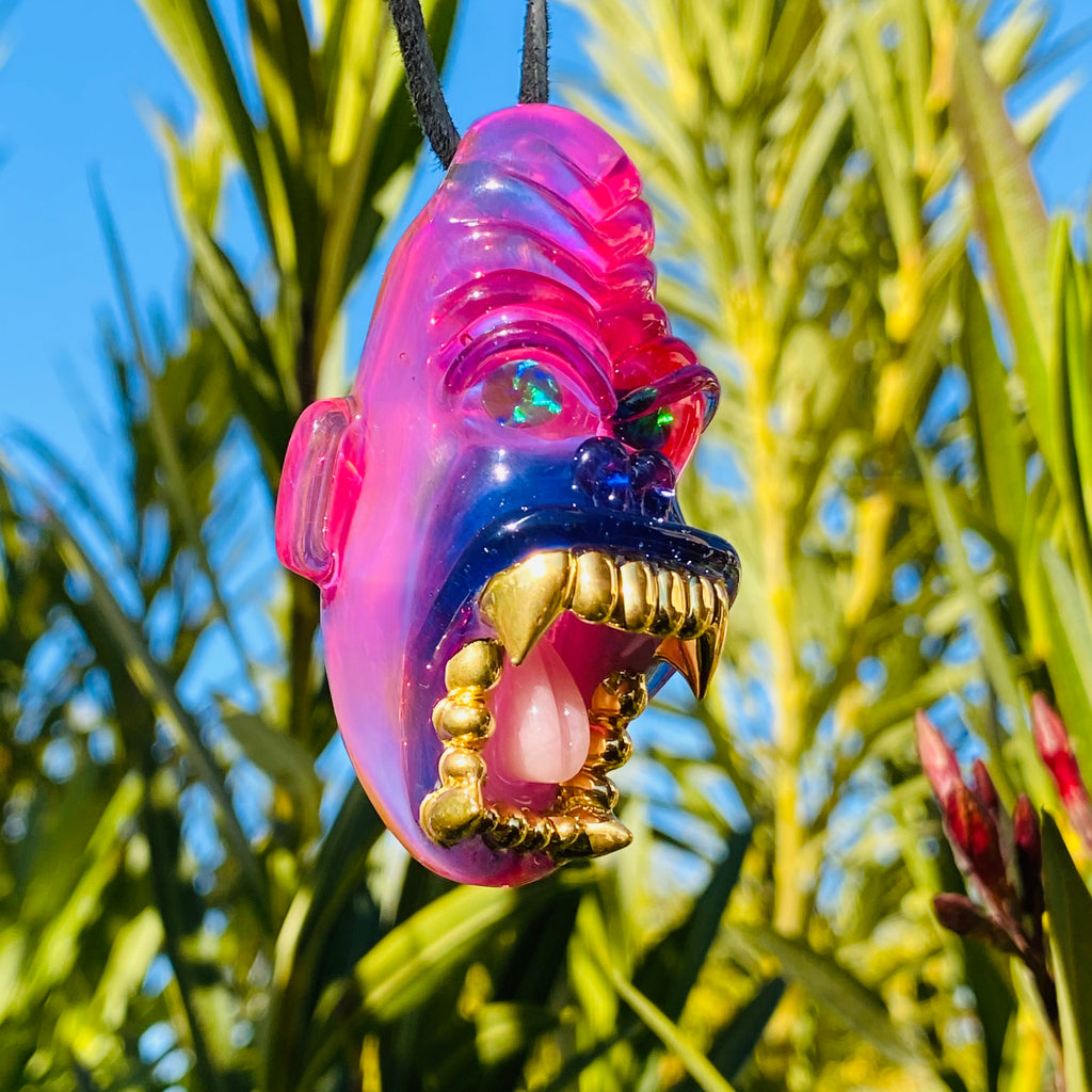 Trilla Gorilla Pendant with Gold Grills Telemagenta