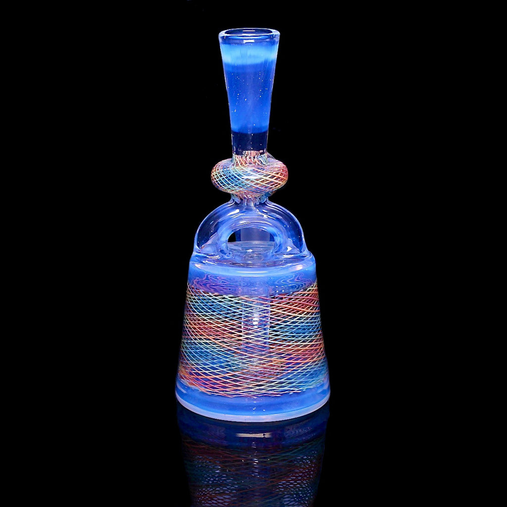 Rainbow 🌈 Reticello and Moonstone 🌚 stirrup bottle By Jeff Heath