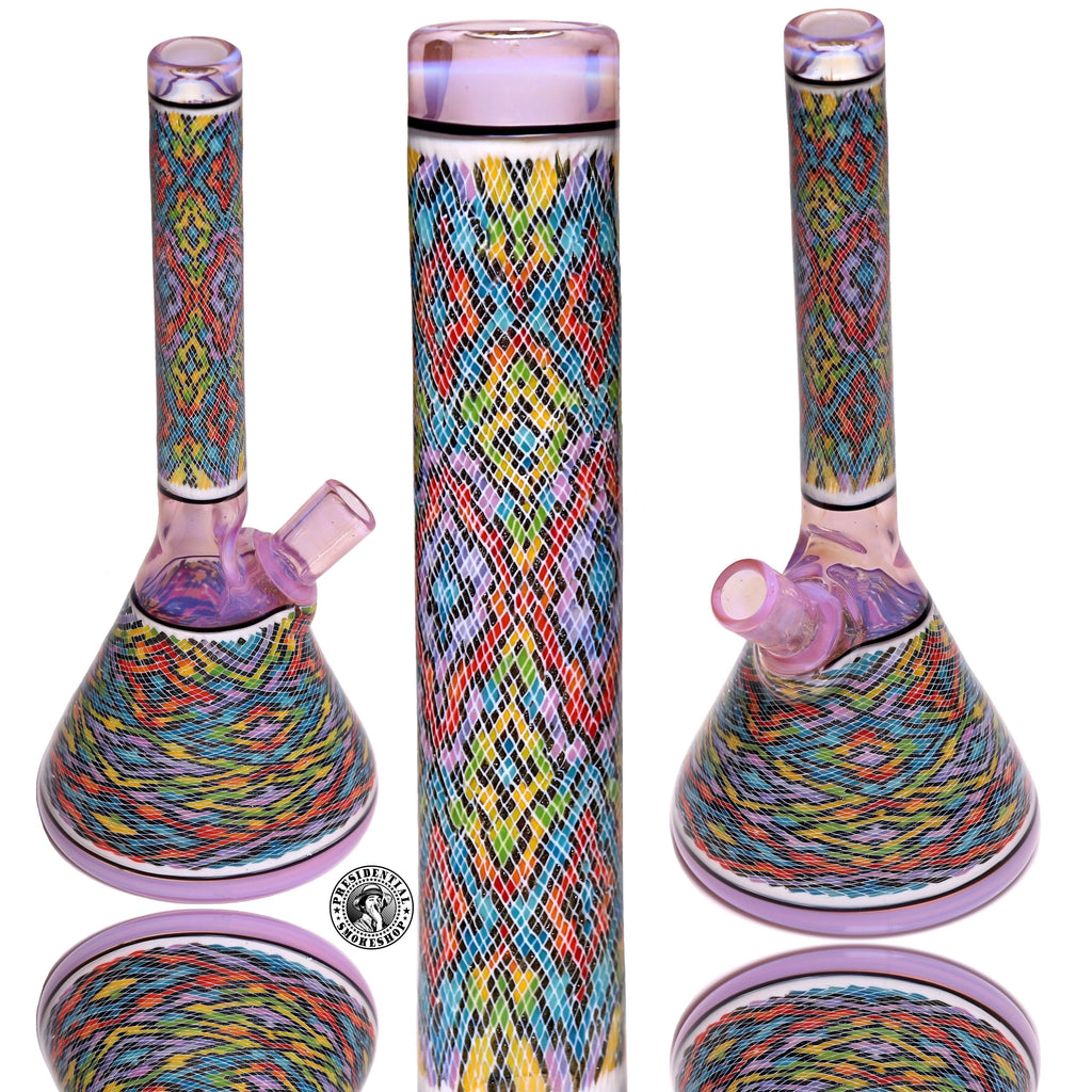 John W Glass Peach Opal Flask