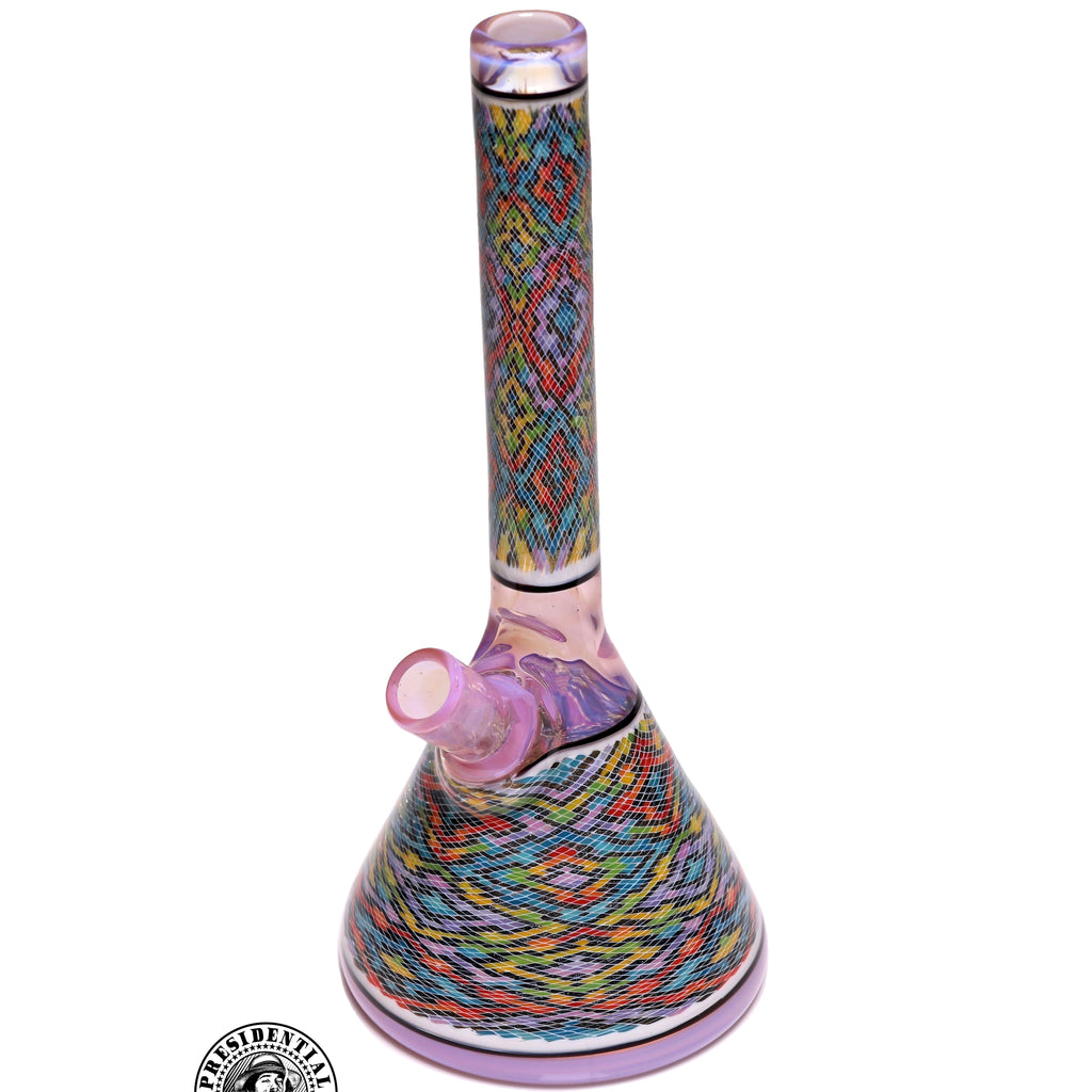 John W Glass Peach Opal Flask