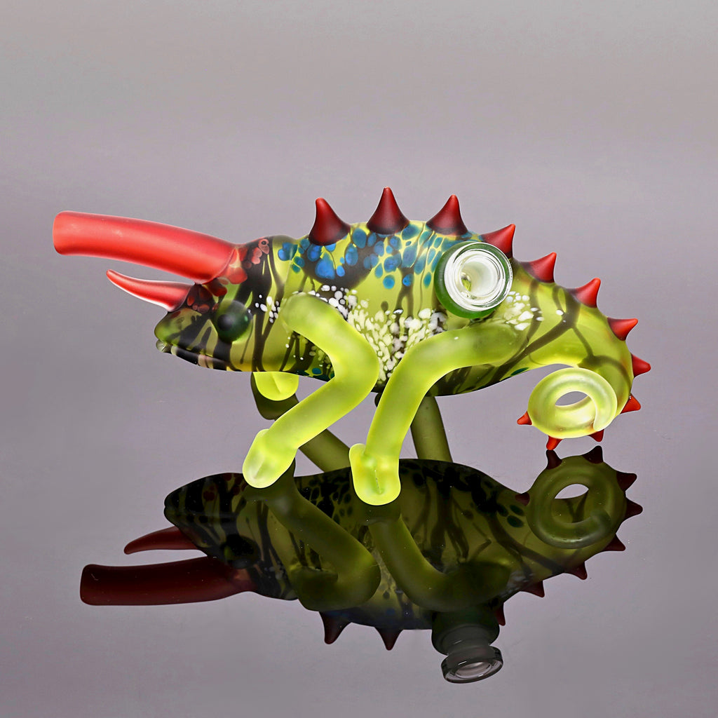 Hardman Art Glass-Transparent Green Chameleon