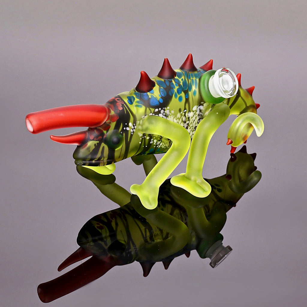 Hardman Art Glass-Transparent Green Chameleon