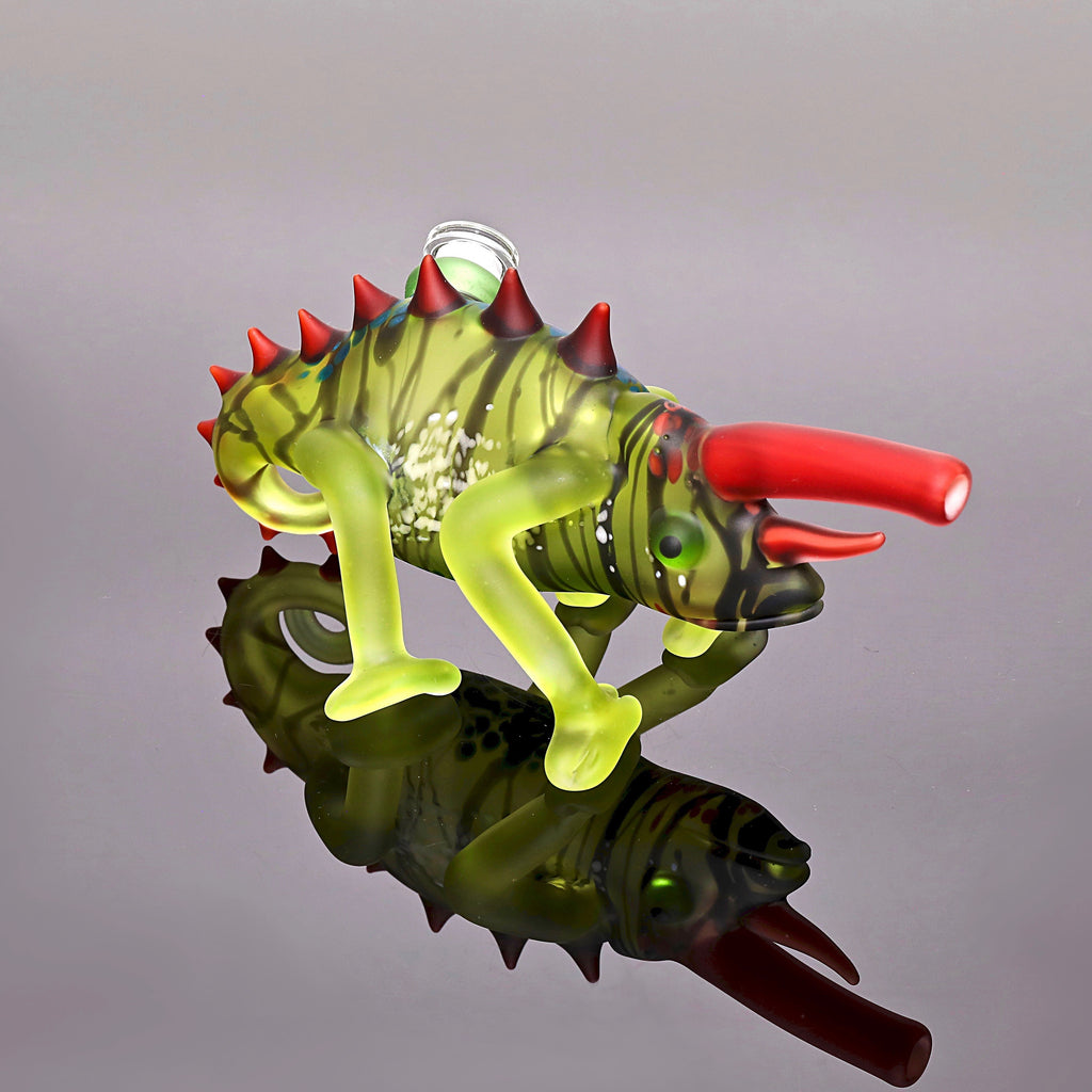 Hardman Art Glass-Transparent Green Chameleon