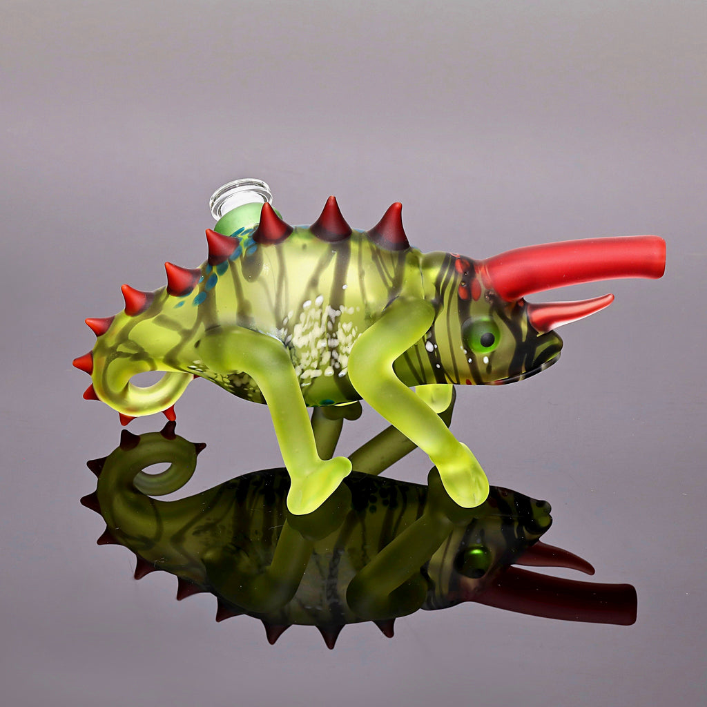 Hardman Art Glass-Transparent Green Chameleon