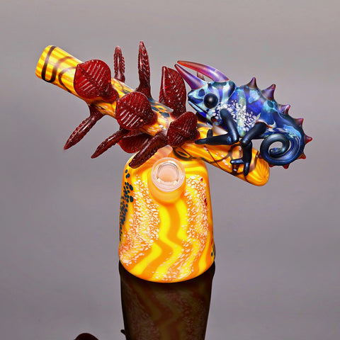Hardman Art Glass-Chameleon Leaf Rig