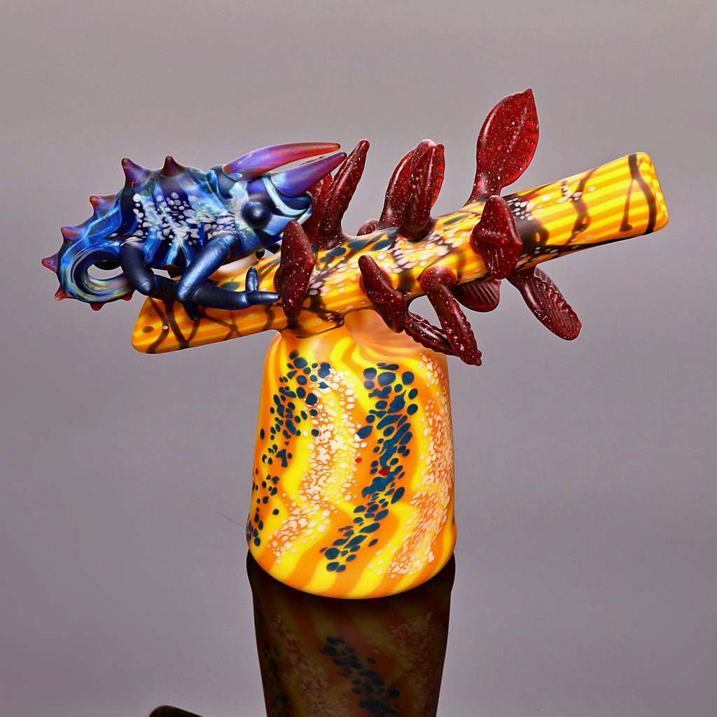 Hardman Art Glass-Chameleon Leaf Rig