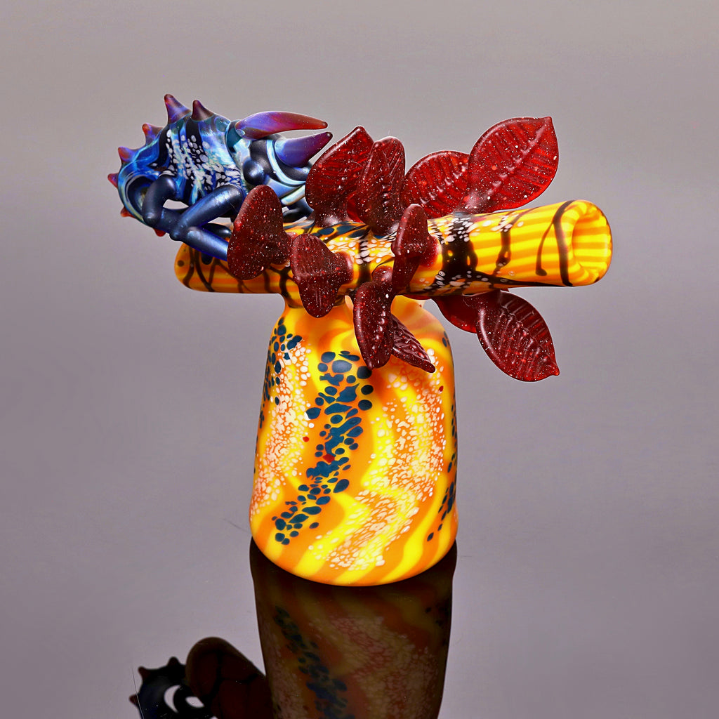 Hardman Art Glass-Chameleon Leaf Rig