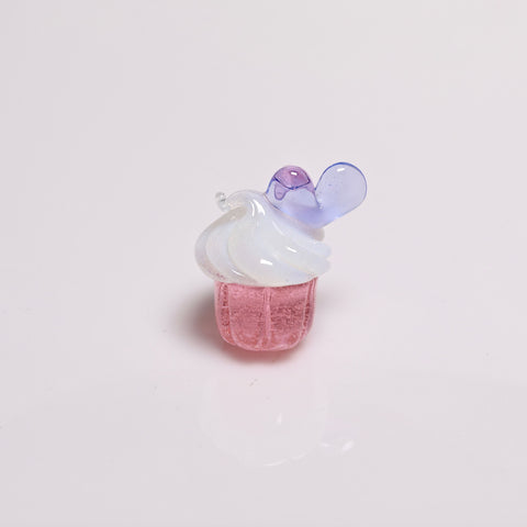 Bambi Glass Pink And white Cupcake with Heart