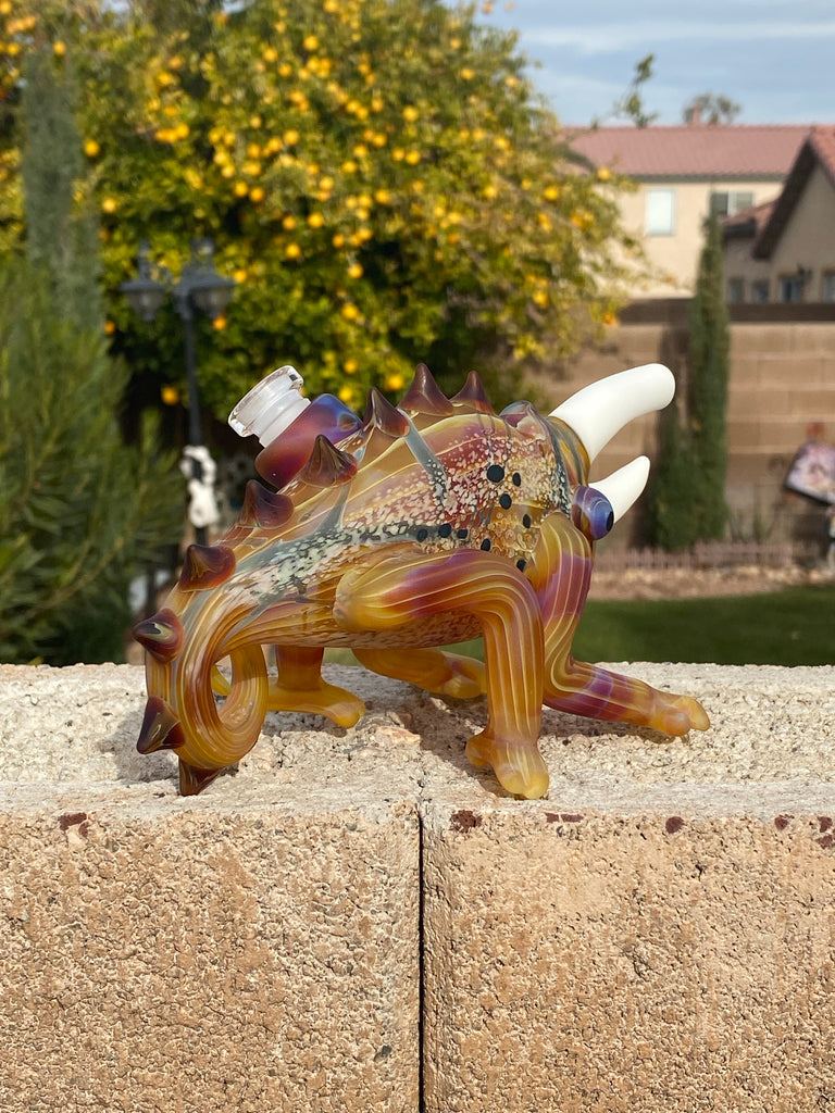Hardman Art Glass-Amber Purple Chameleon