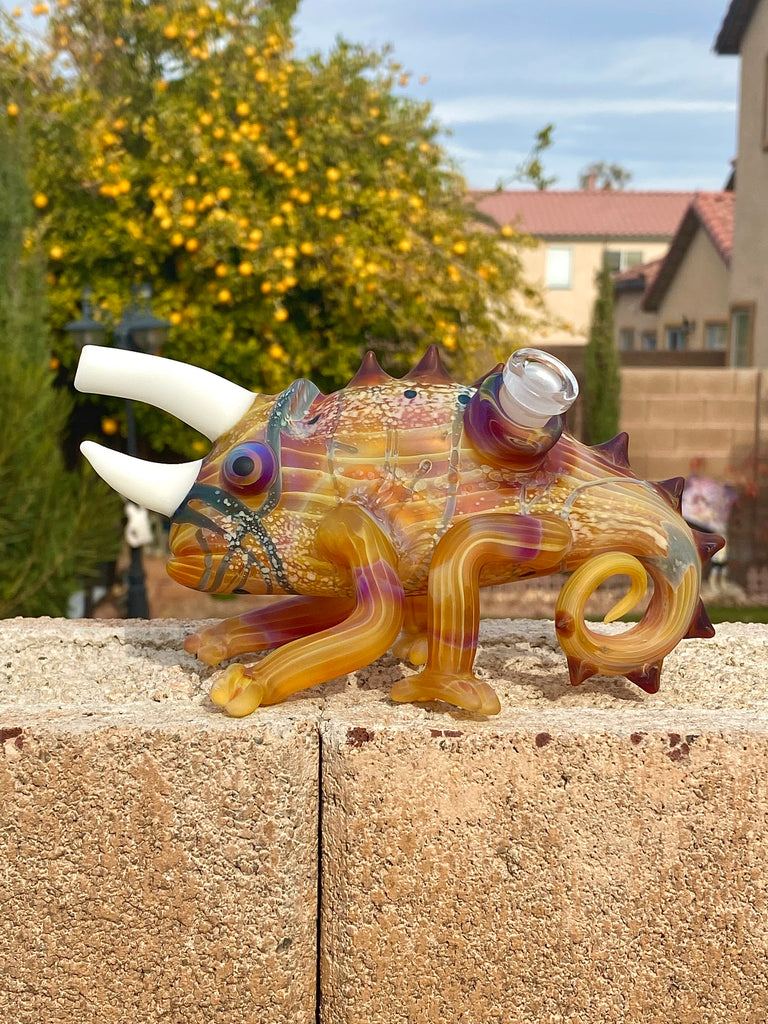 Hardman Art Glass-Amber Purple Chameleon