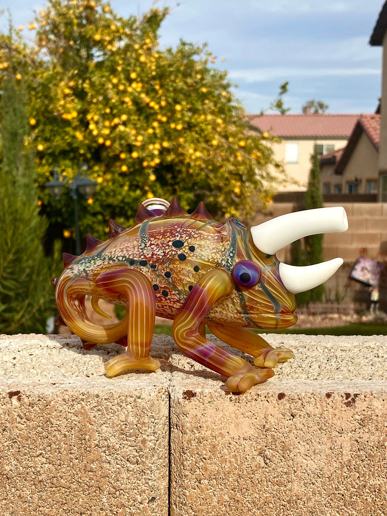 Hardman Art Glass-Amber Purple Chameleon
